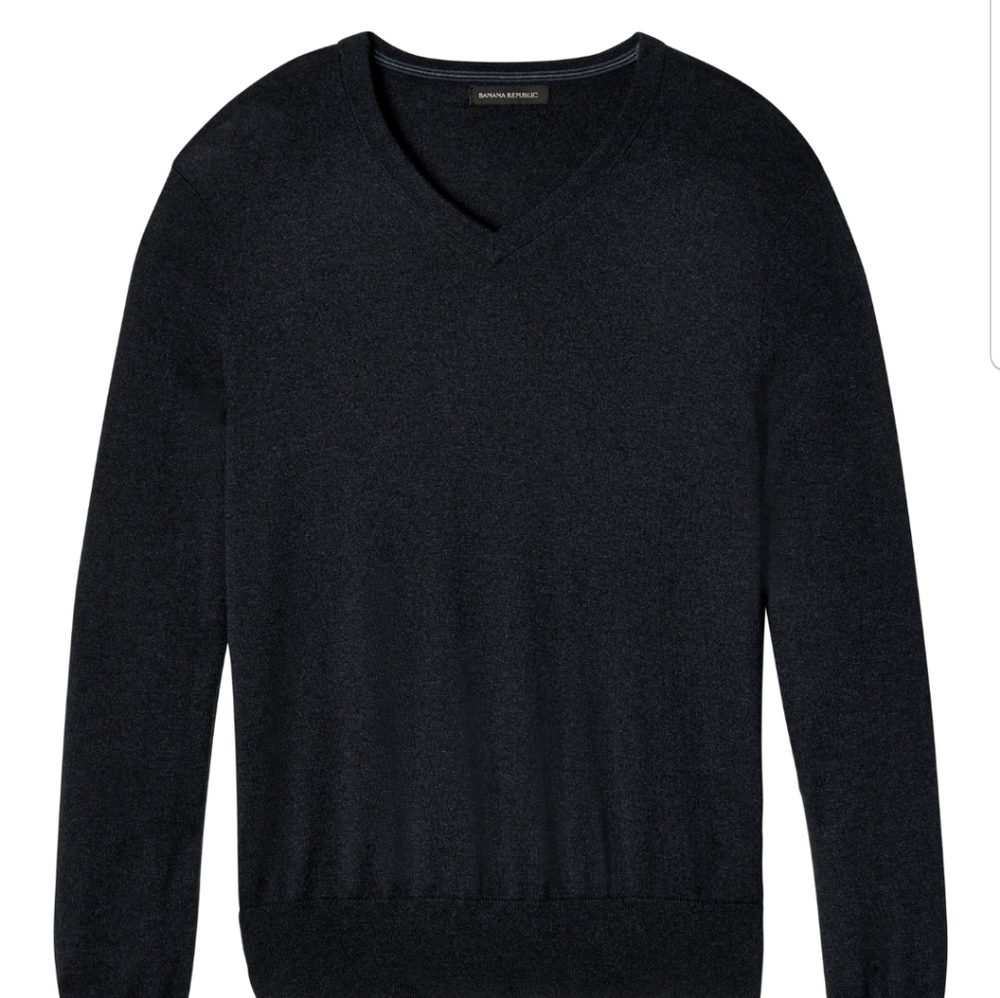 Mens Banana Republic S luxury blend navy v-neck